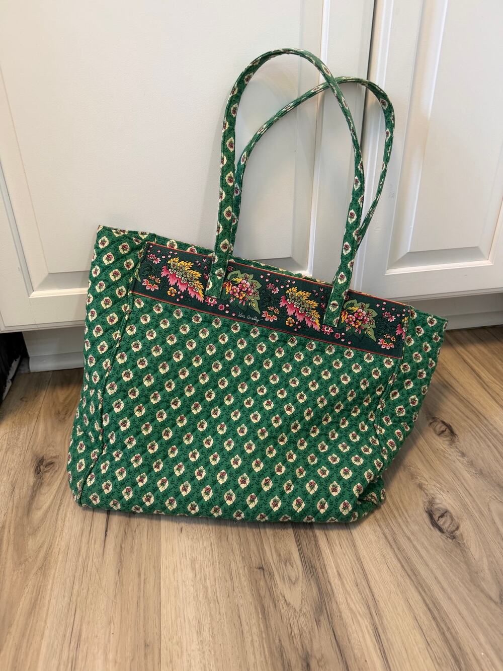 Vera Bradley Tote Flower Patterned Green Vintage Tote Bag Retired Quilted
